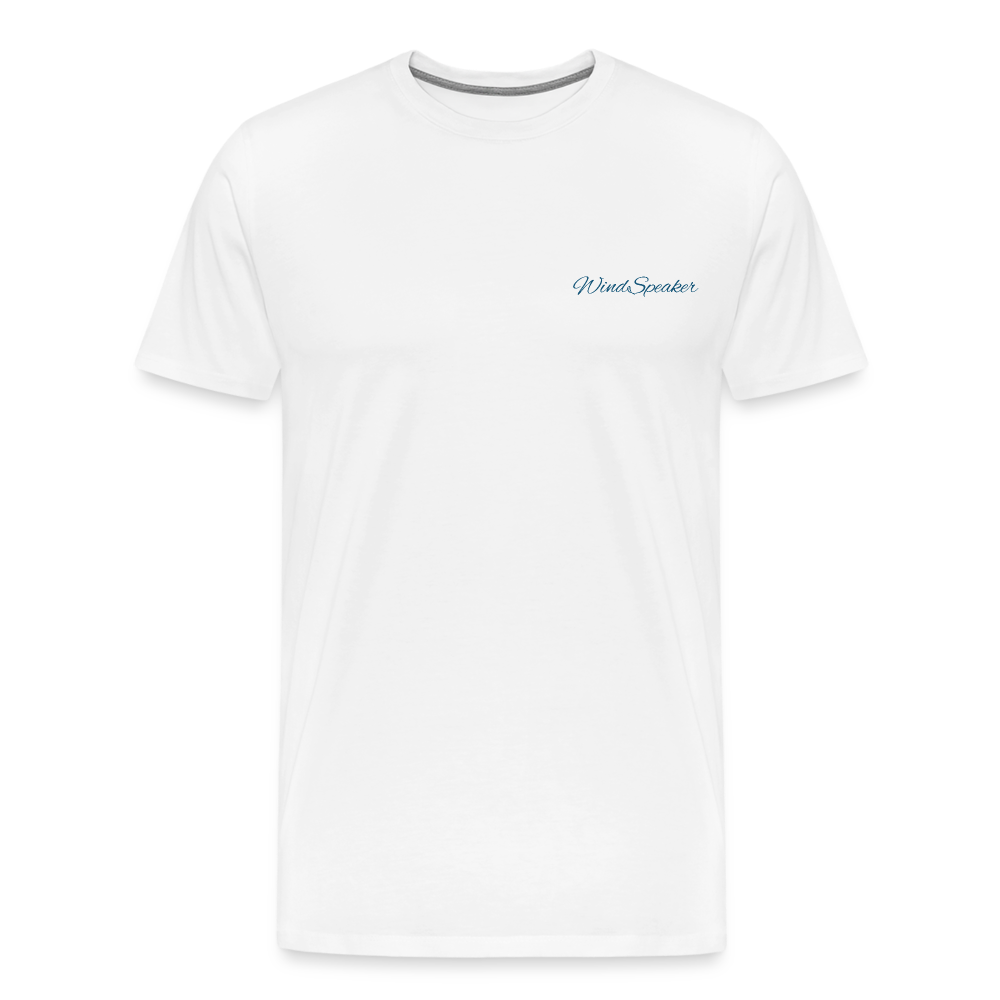 Windspeaker Men’s Premium T-Shirt (Blue logo) - white