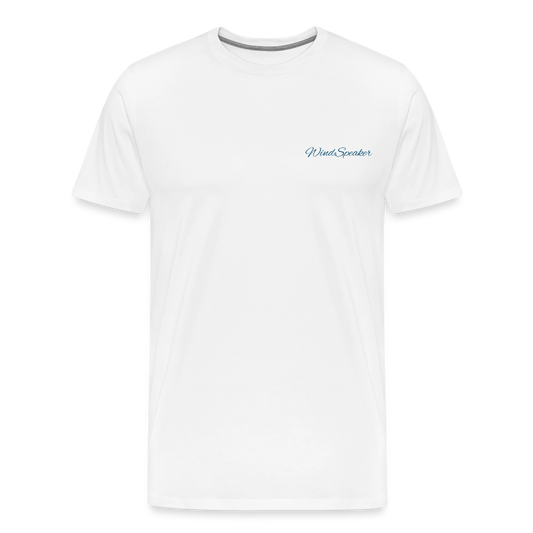Windspeaker Men’s Premium T-Shirt (Blue logo) - white