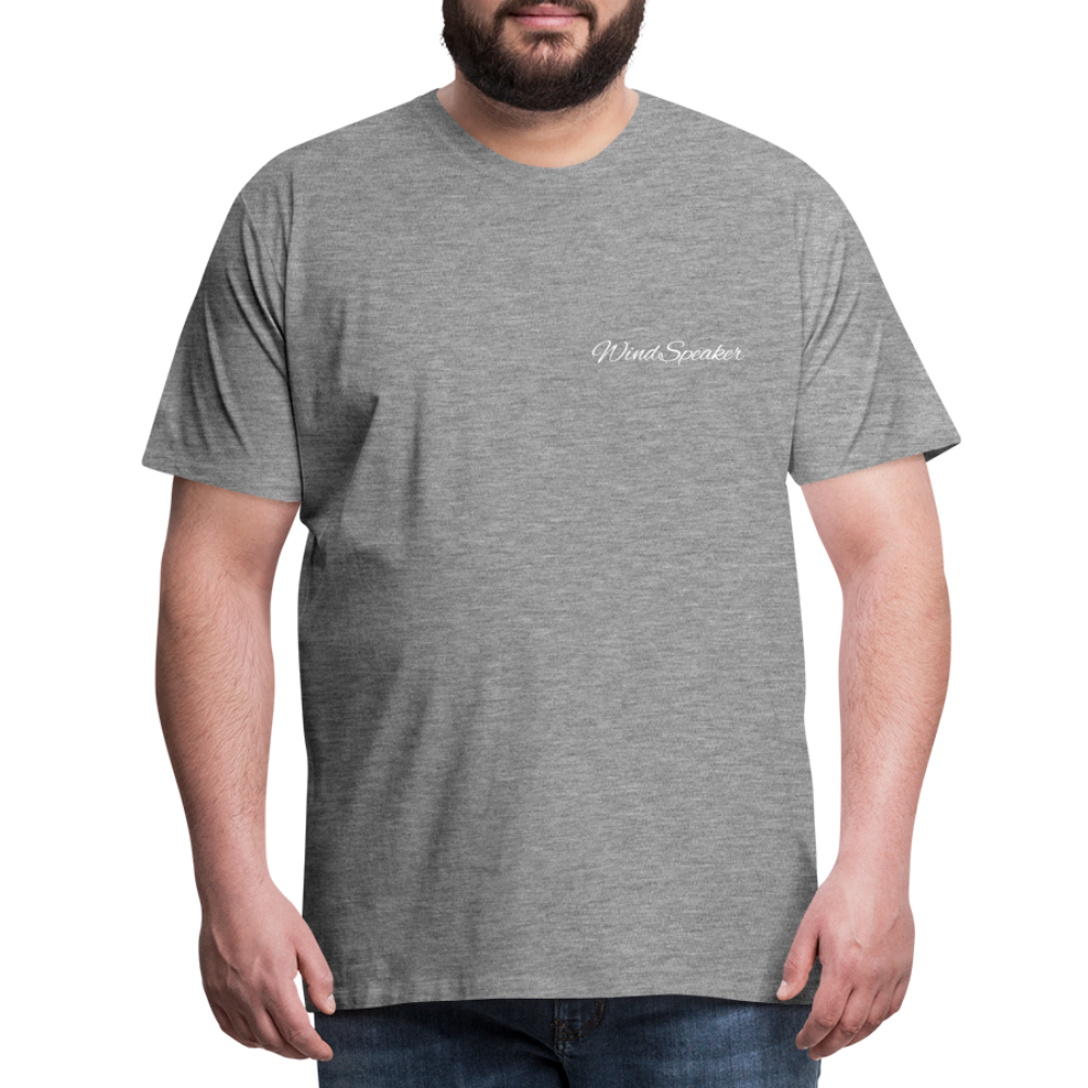 Windspeaker Men’s Premium T-Shirt (White Logo) - heather grey