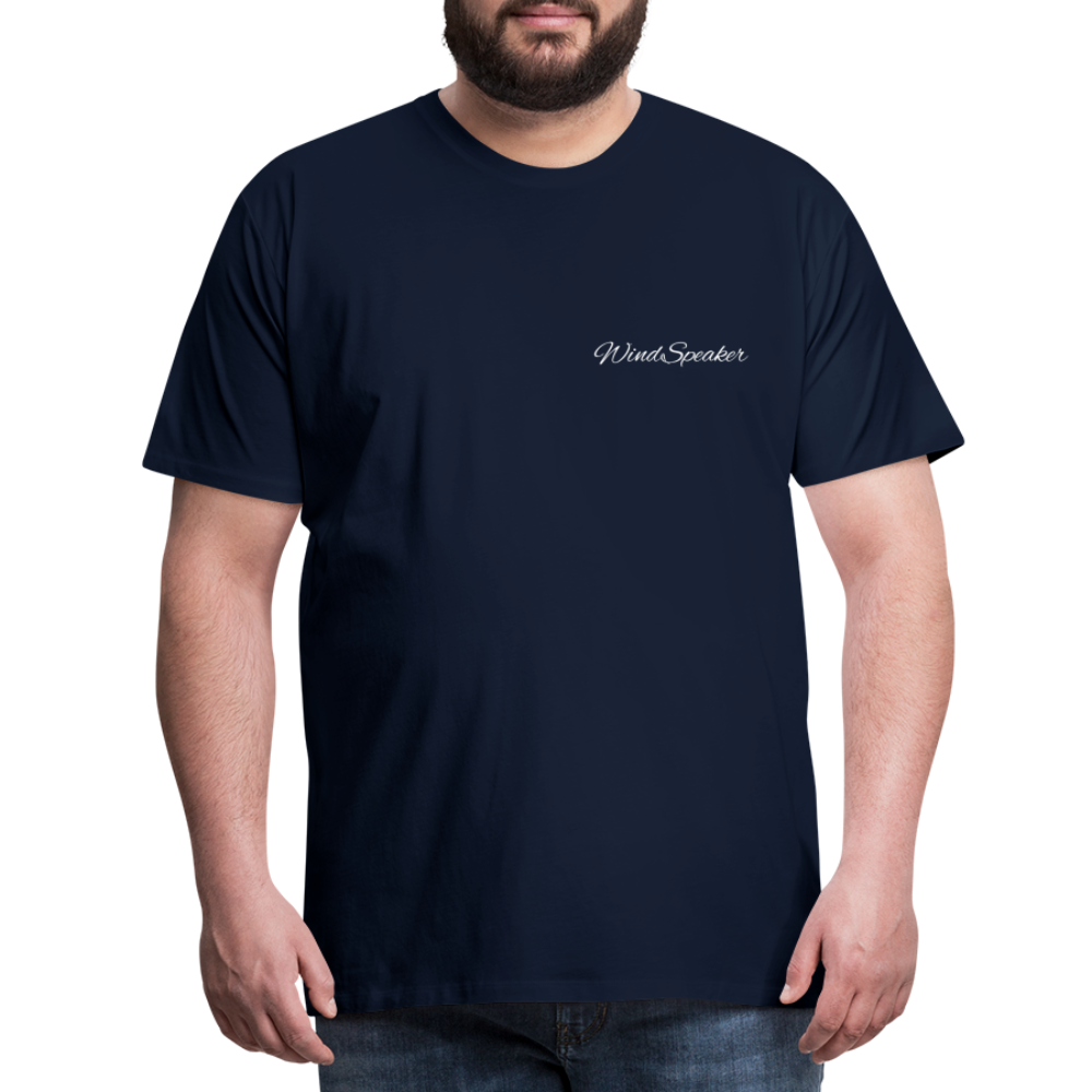 Windspeaker Men’s Premium T-Shirt (White Logo) - navy