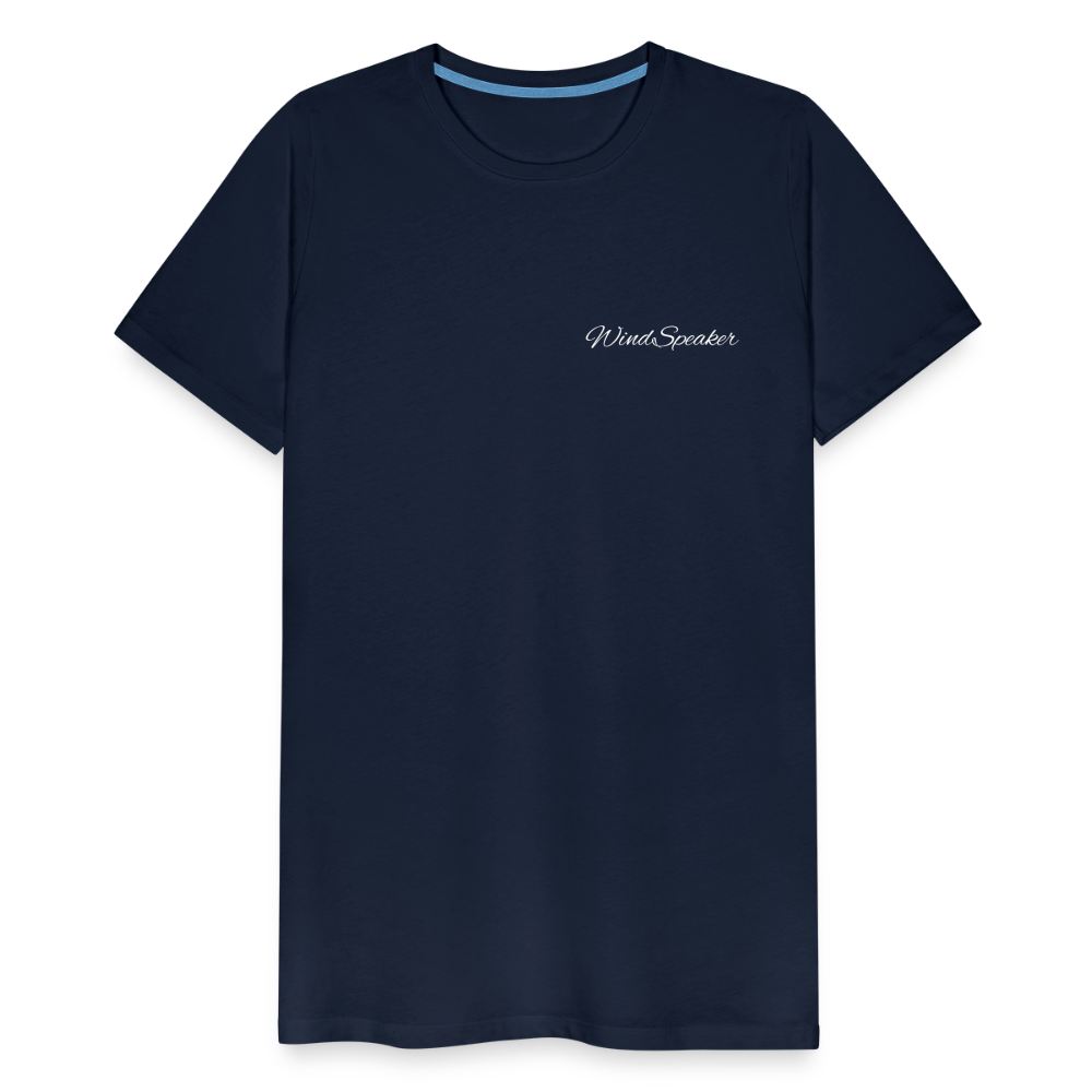 Windspeaker Men’s Premium T-Shirt (White Logo) - navy