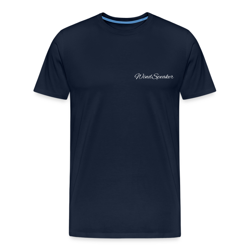 Windspeaker Men’s Premium T-Shirt (White Logo) - navy