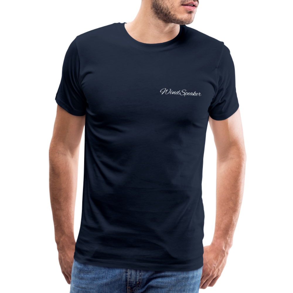Windspeaker Men’s Premium T-Shirt (White Logo) - navy