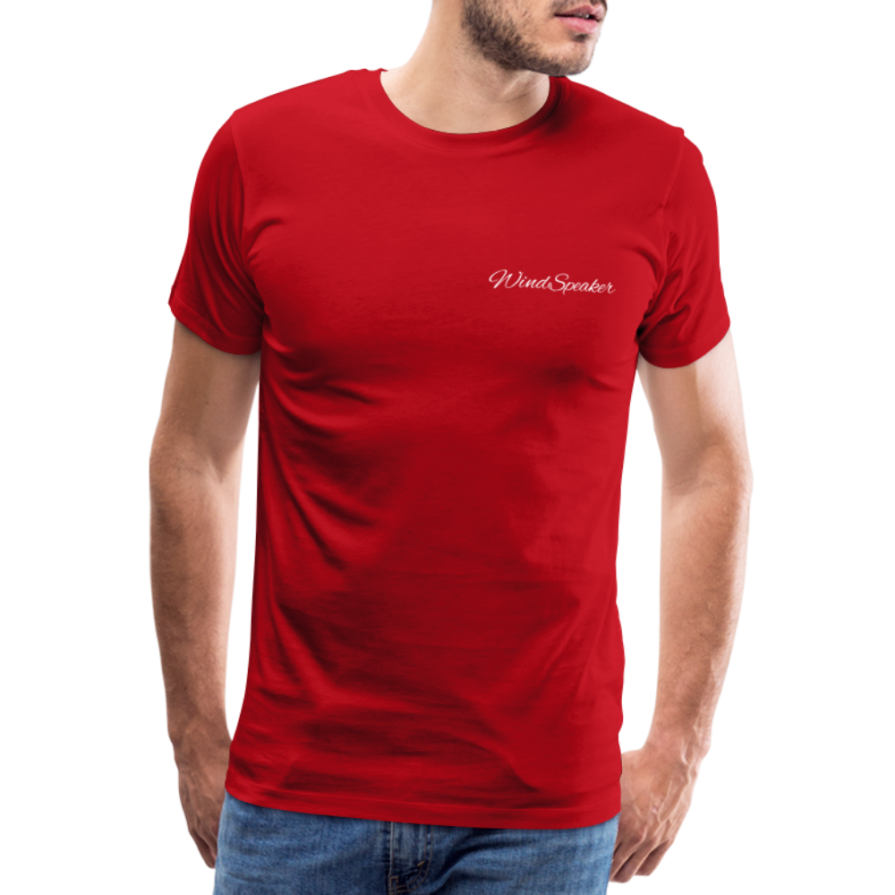 Windspeaker Men’s Premium T-Shirt (White Logo) - red