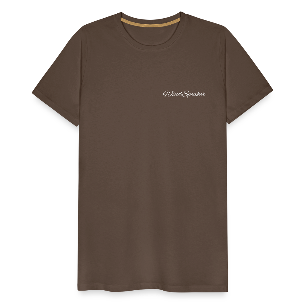Windspeaker Men’s Premium T-Shirt (White Logo) - noble brown