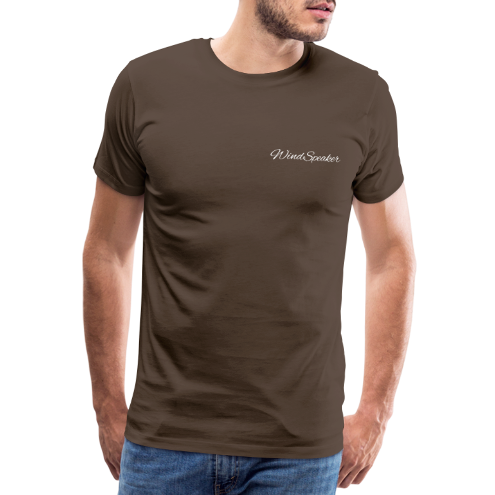 Windspeaker Men’s Premium T-Shirt (White Logo) - noble brown