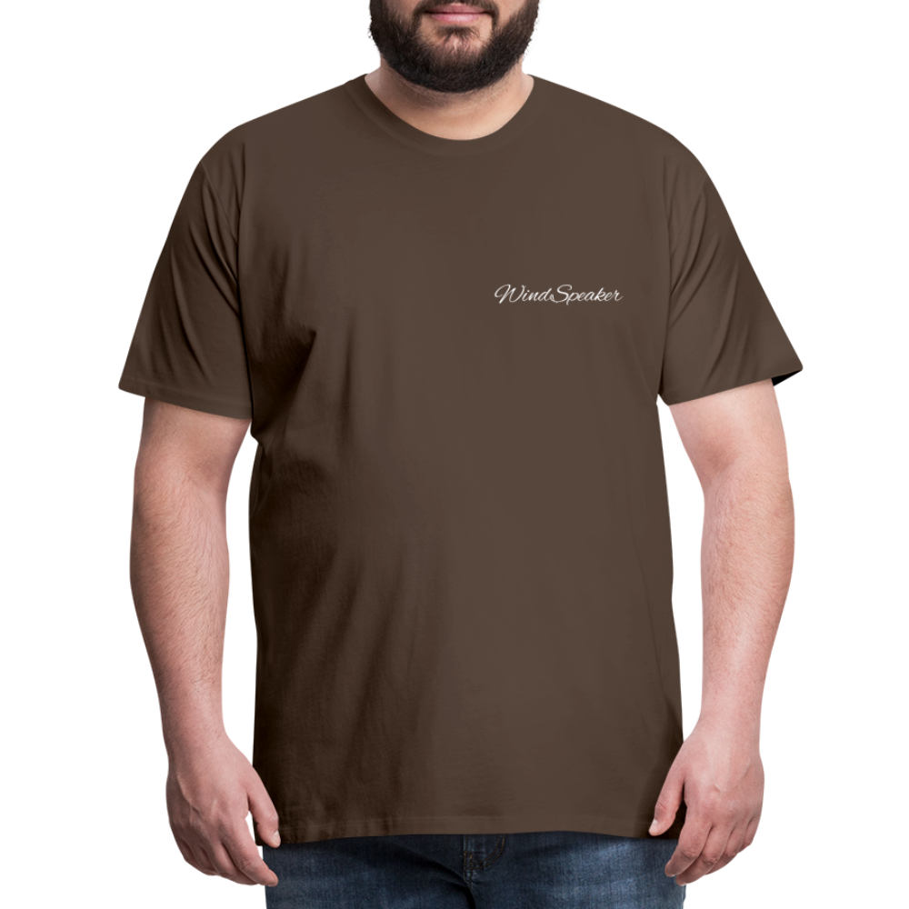 Windspeaker Men’s Premium T-Shirt (White Logo) - noble brown