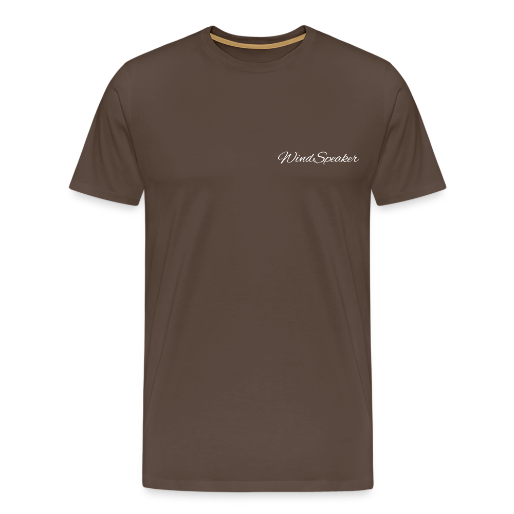 Windspeaker Men’s Premium T-Shirt (White Logo) - noble brown