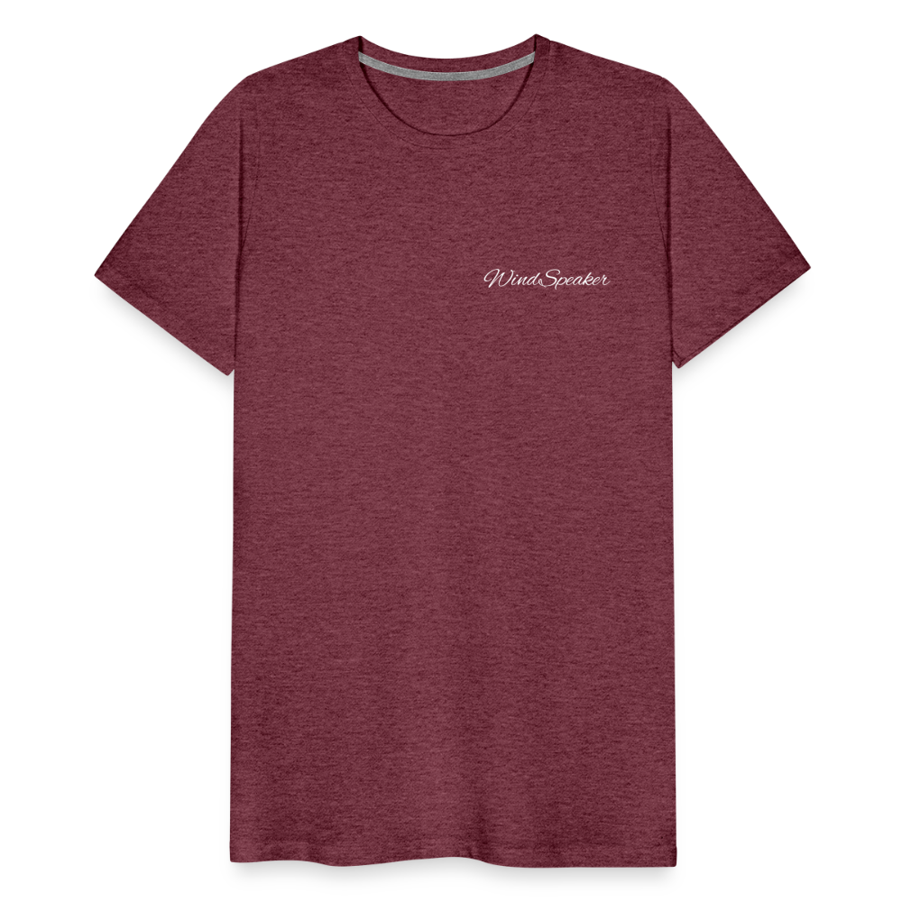 Windspeaker Men’s Premium T-Shirt (White Logo) - heather burgundy