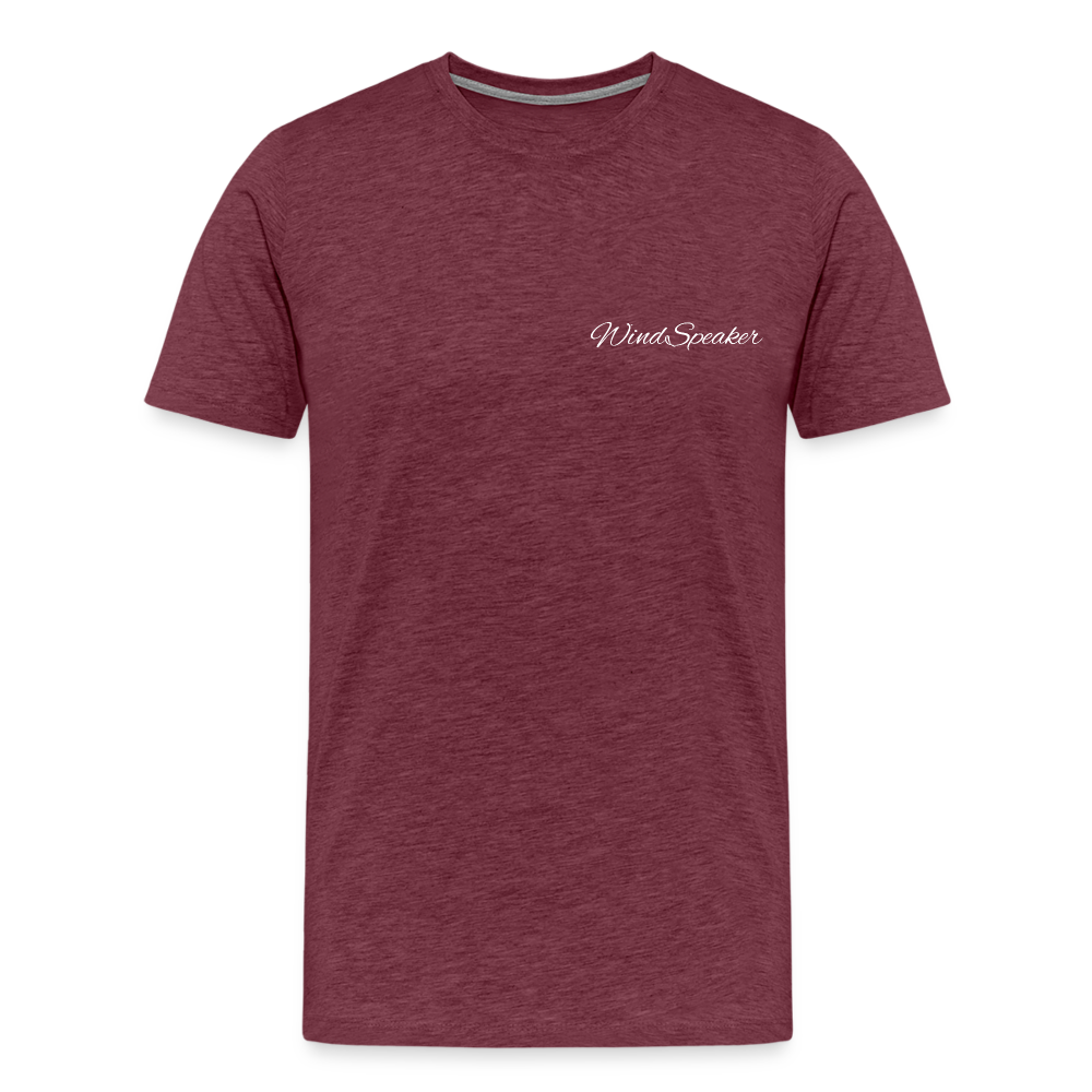 Windspeaker Men’s Premium T-Shirt (White Logo) - heather burgundy