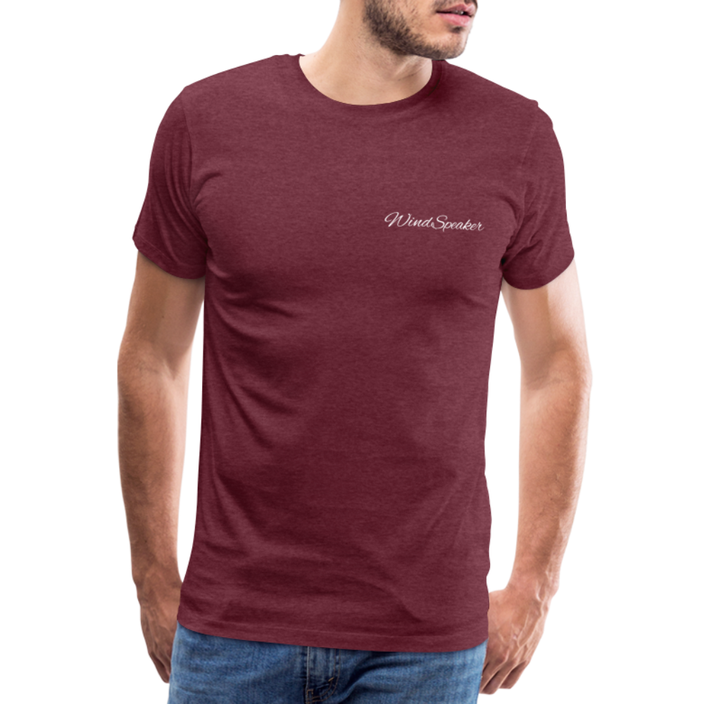 Windspeaker Men’s Premium T-Shirt (White Logo) - heather burgundy