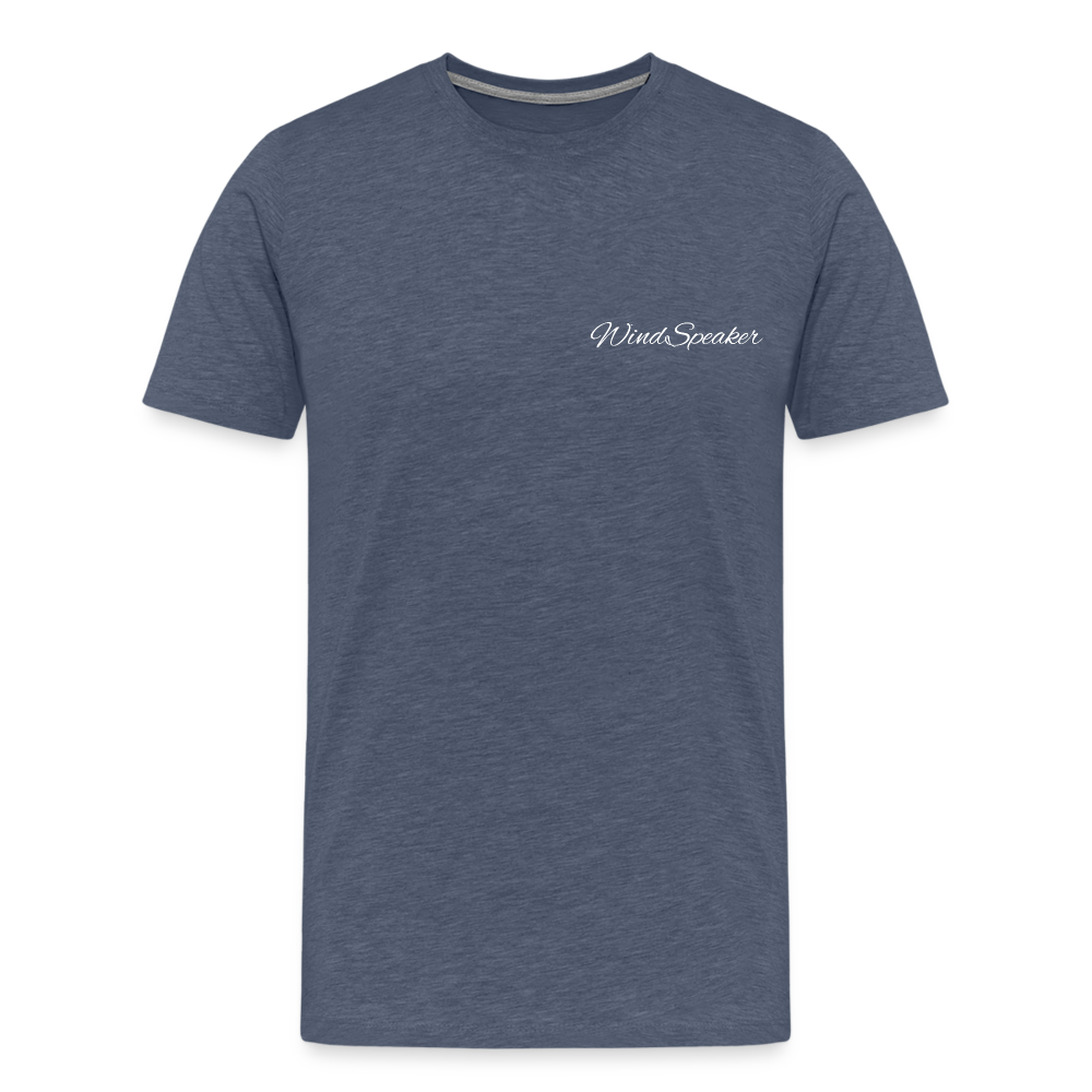 Windspeaker Men’s Premium T-Shirt (White Logo) - heather blue