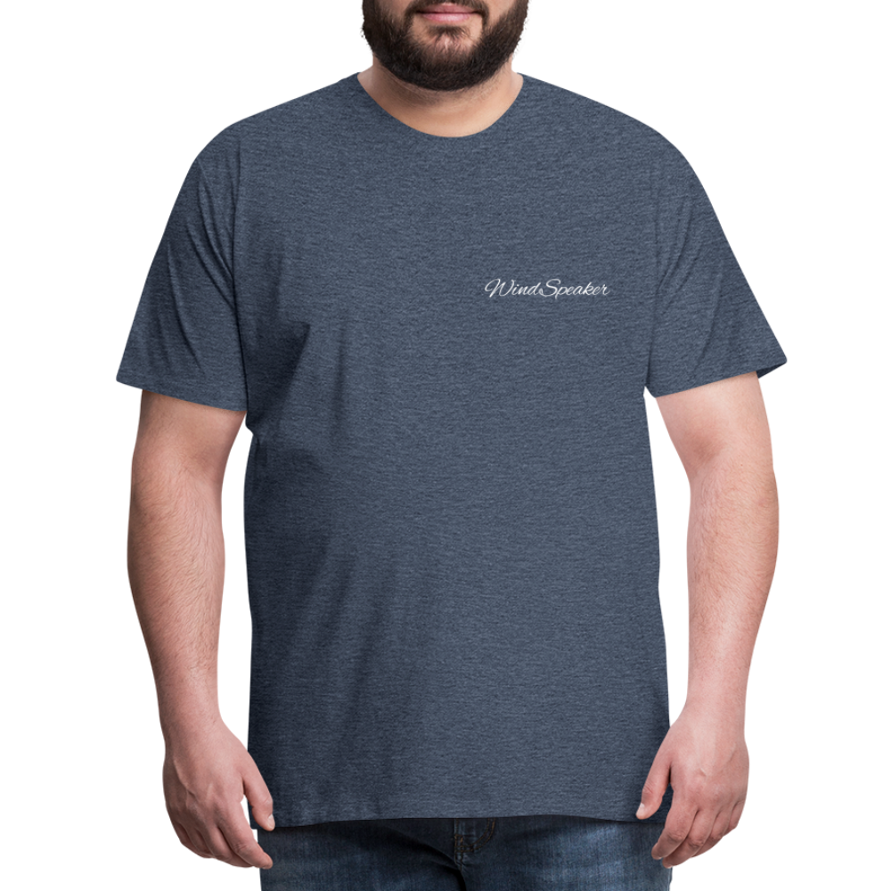 Windspeaker Men’s Premium T-Shirt (White Logo) - heather blue