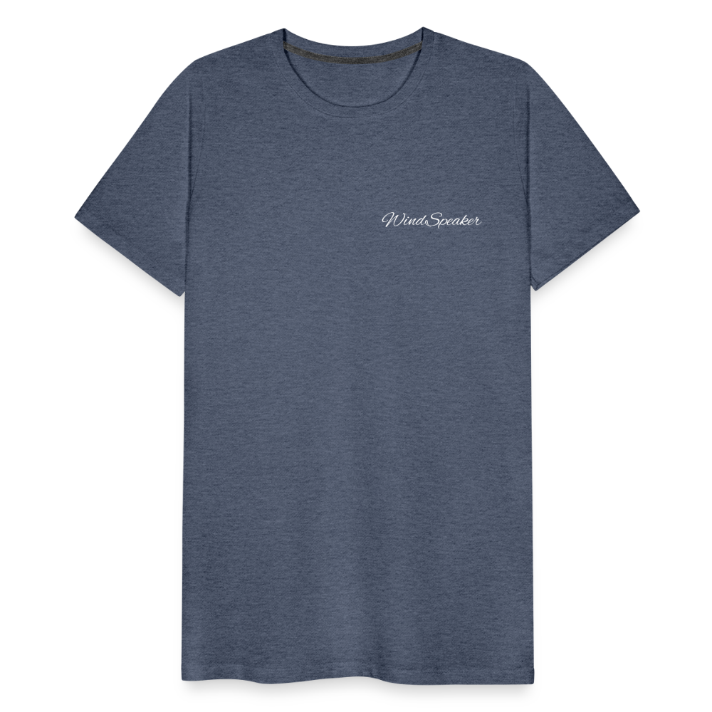 Windspeaker Men’s Premium T-Shirt (White Logo) - heather blue