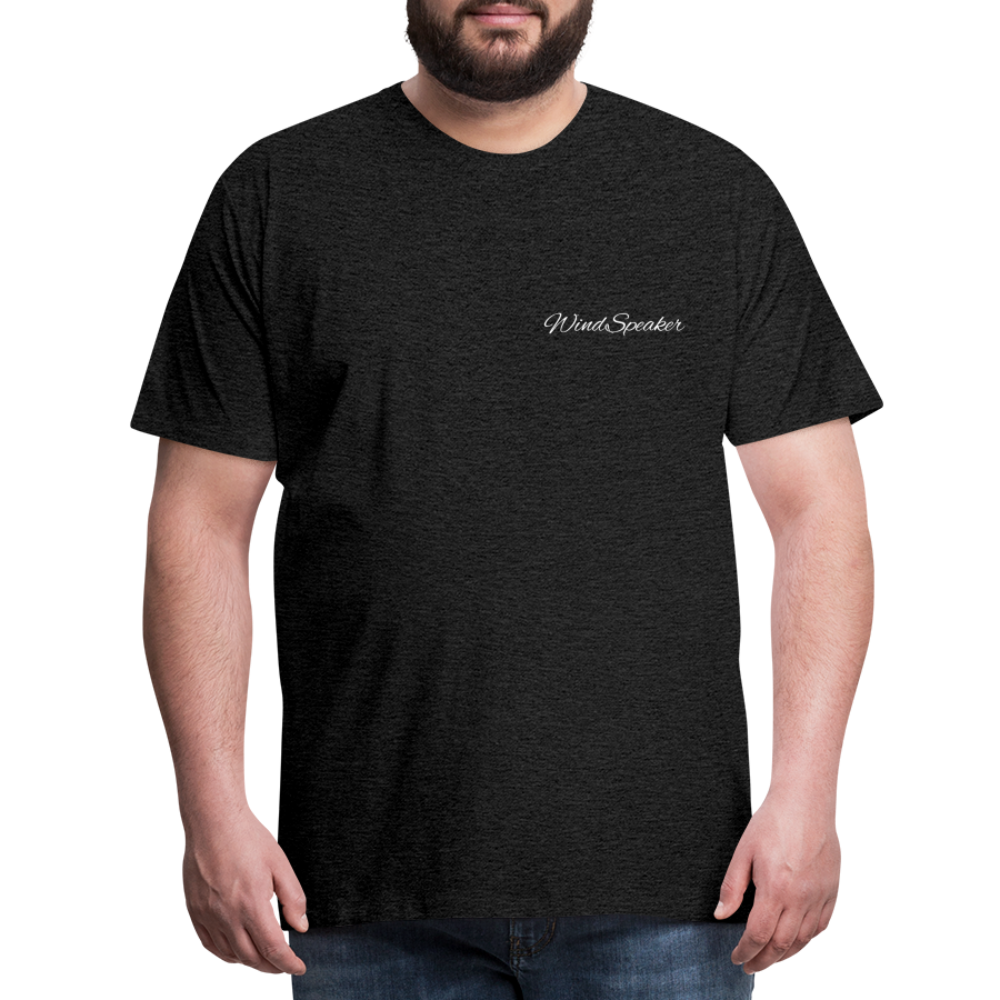 Windspeaker Men’s Premium T-Shirt (White Logo) - charcoal grey