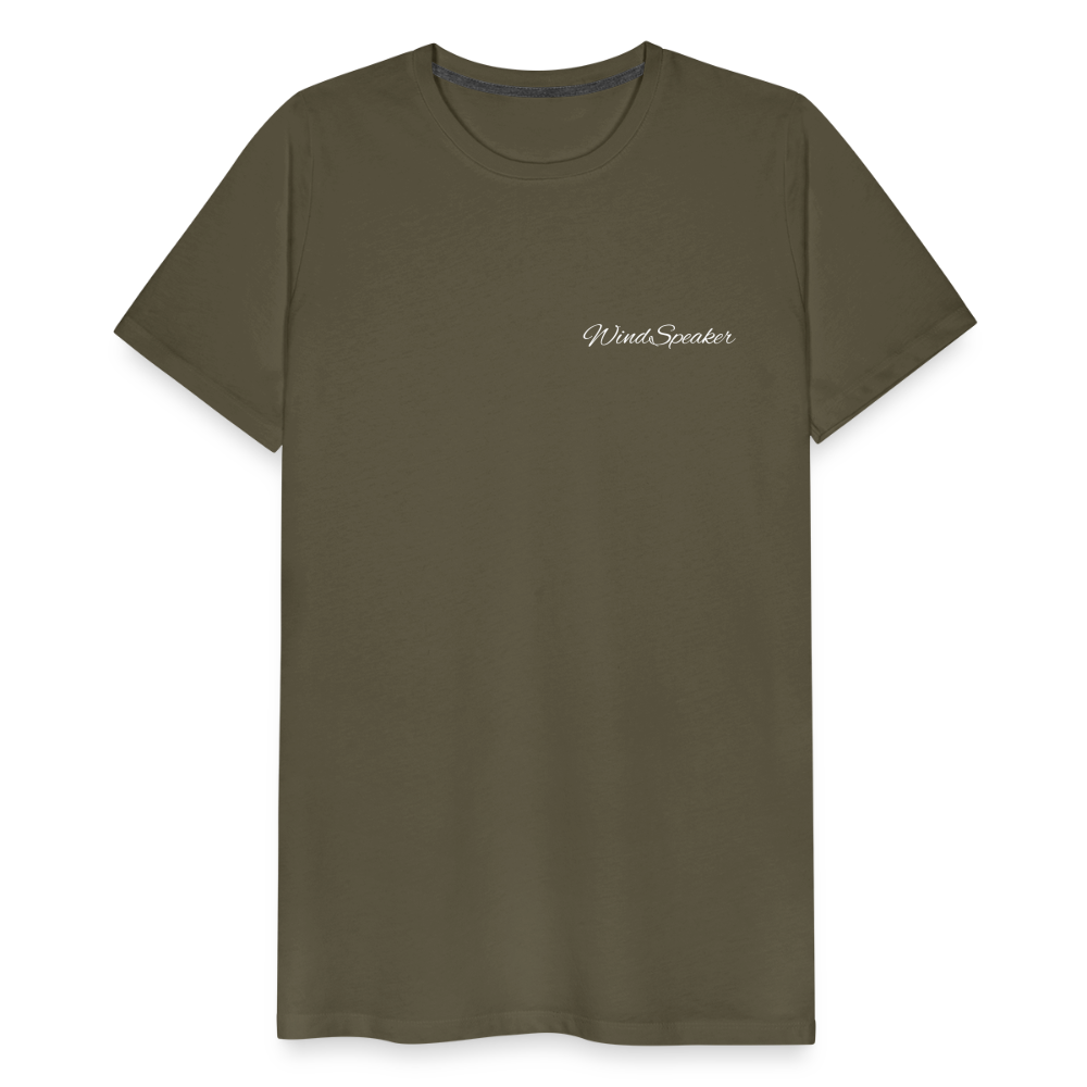 Windspeaker Men’s Premium T-Shirt (White Logo) - khaki