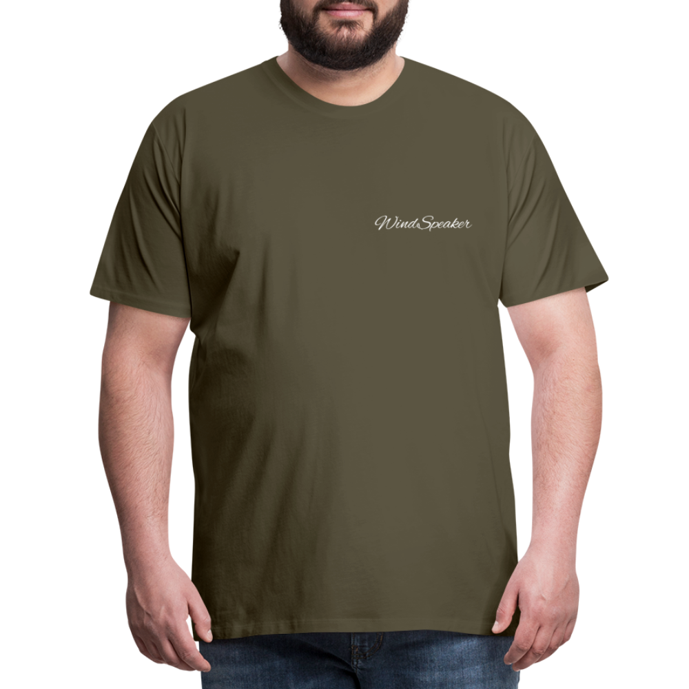 Windspeaker Men’s Premium T-Shirt (White Logo) - khaki