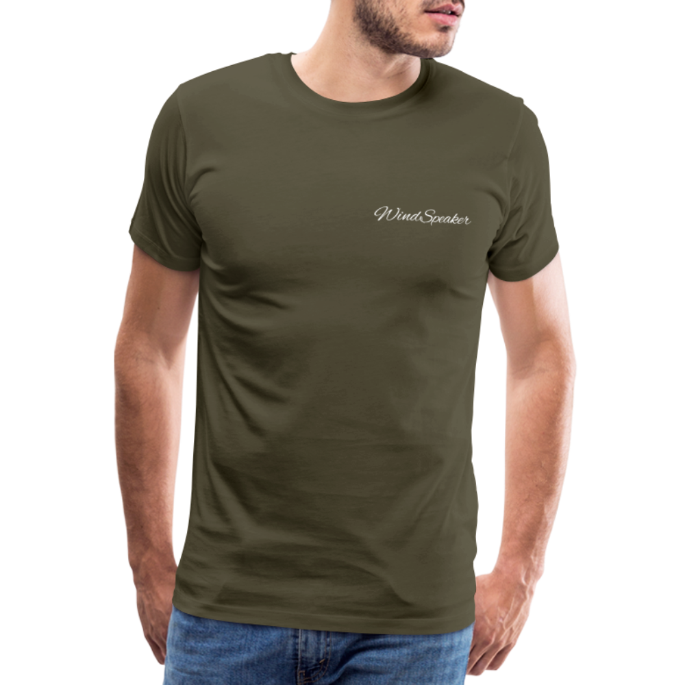 Windspeaker Men’s Premium T-Shirt (White Logo) - khaki
