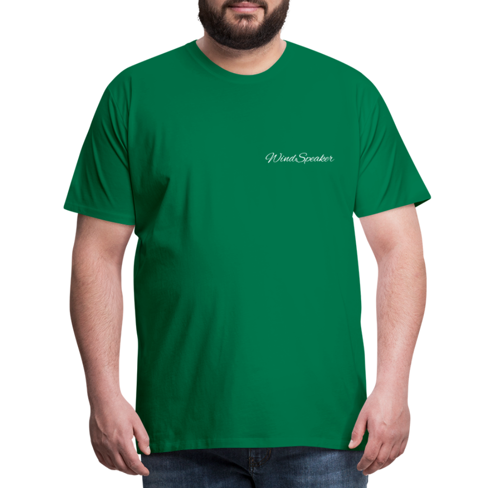 Windspeaker Men’s Premium T-Shirt (White Logo) - kelly green