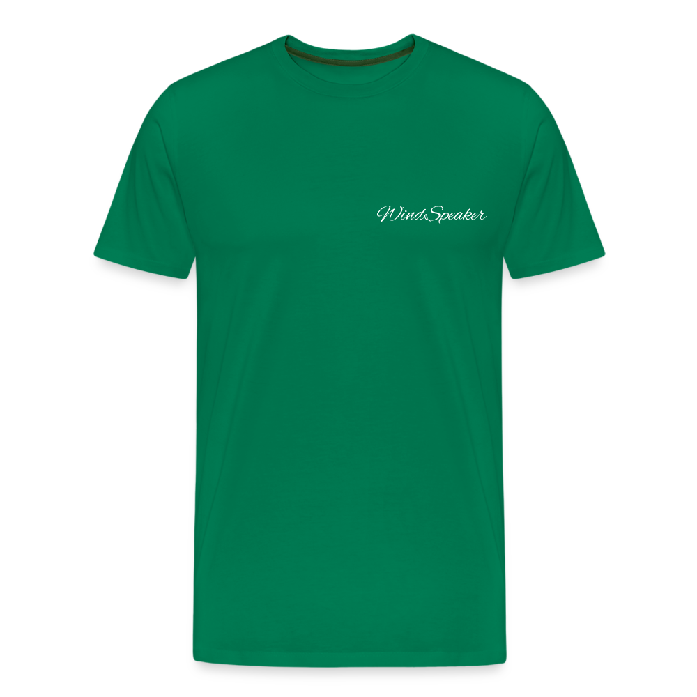 Windspeaker Men’s Premium T-Shirt (White Logo) - kelly green