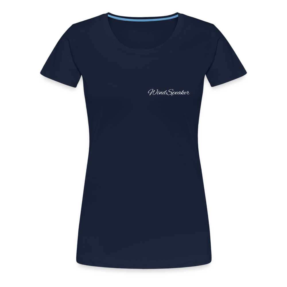WindSpeaker Women’s Premium T-Shirt (White logo) - navy