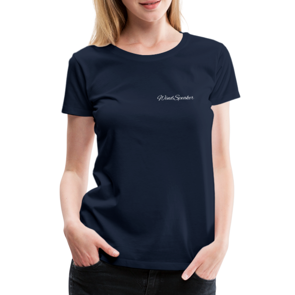WindSpeaker Women’s Premium T-Shirt (White logo) - navy
