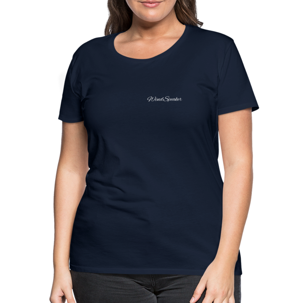 WindSpeaker Women’s Premium T-Shirt (White logo) - navy