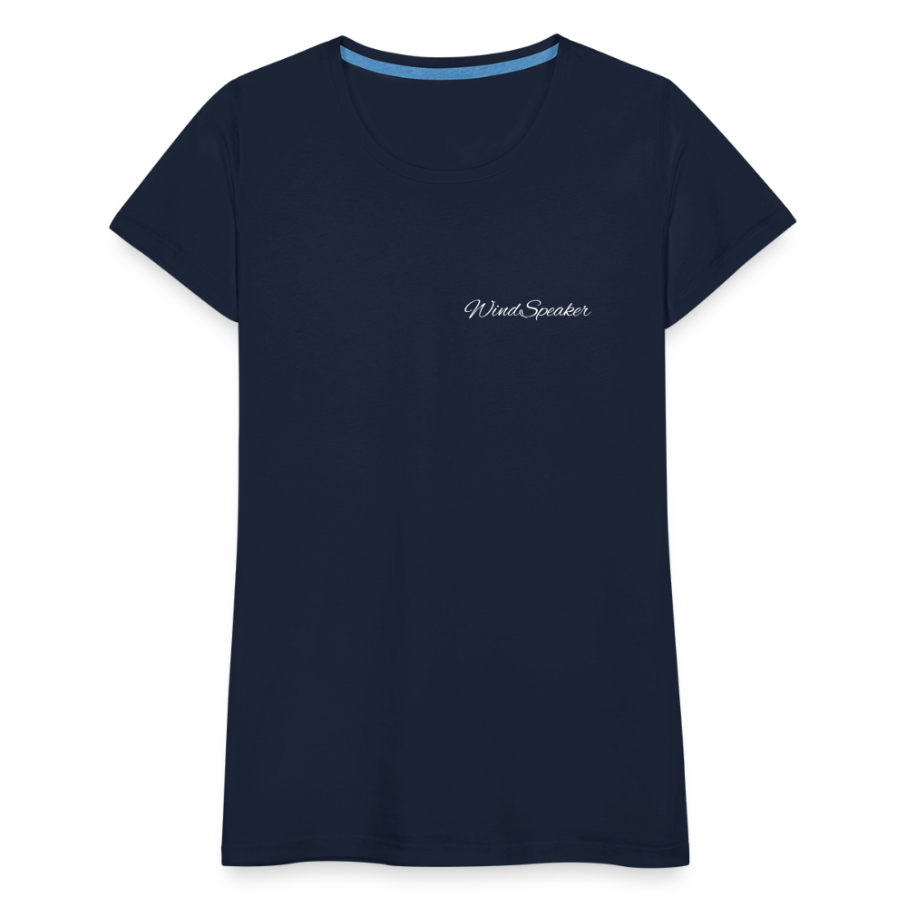 WindSpeaker Women’s Premium T-Shirt (White logo) - navy