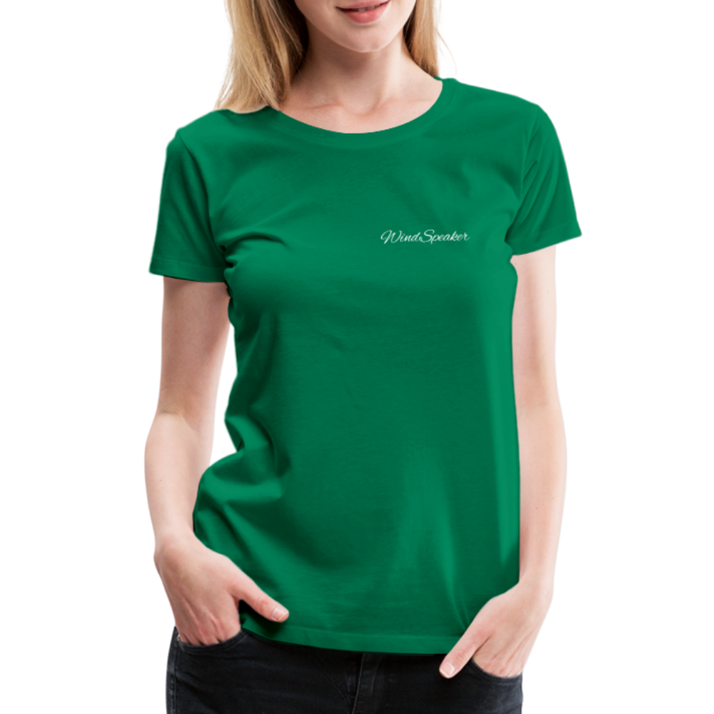WindSpeaker Women’s Premium T-Shirt (White logo) - kelly green