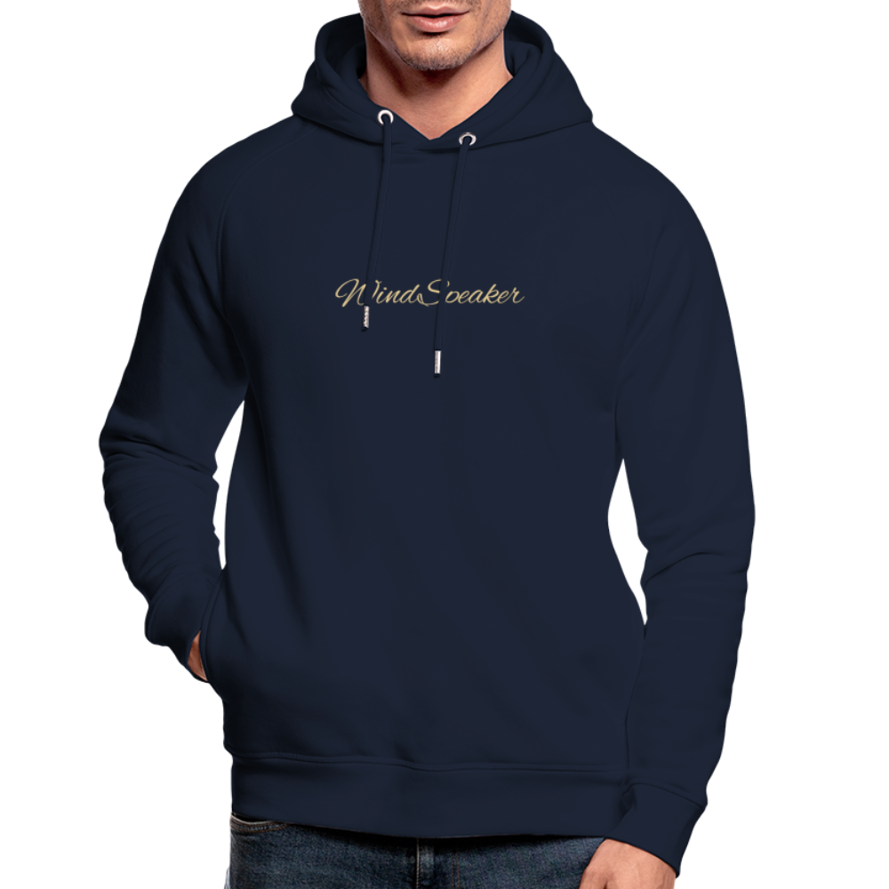 WindSpeaker Unisex Organic Hoodie by Stanley & Stella (Gold logo) - navy
