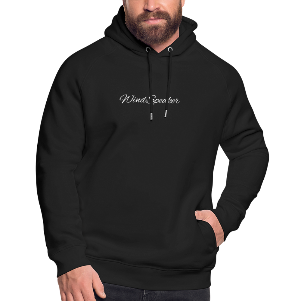 WindSpeaker Unisex Organic Hoodie by Stanley & Stella (White logo) - black