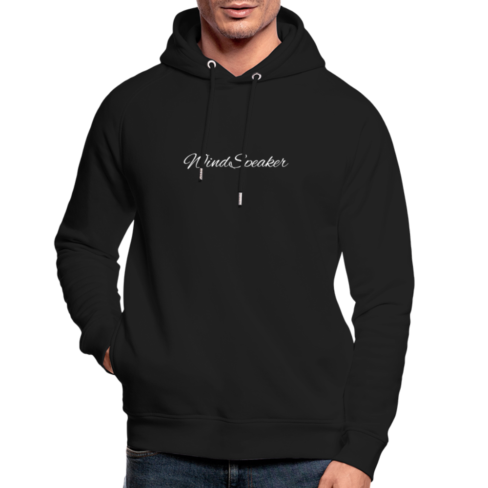 WindSpeaker Unisex Organic Hoodie by Stanley & Stella (White logo) - black