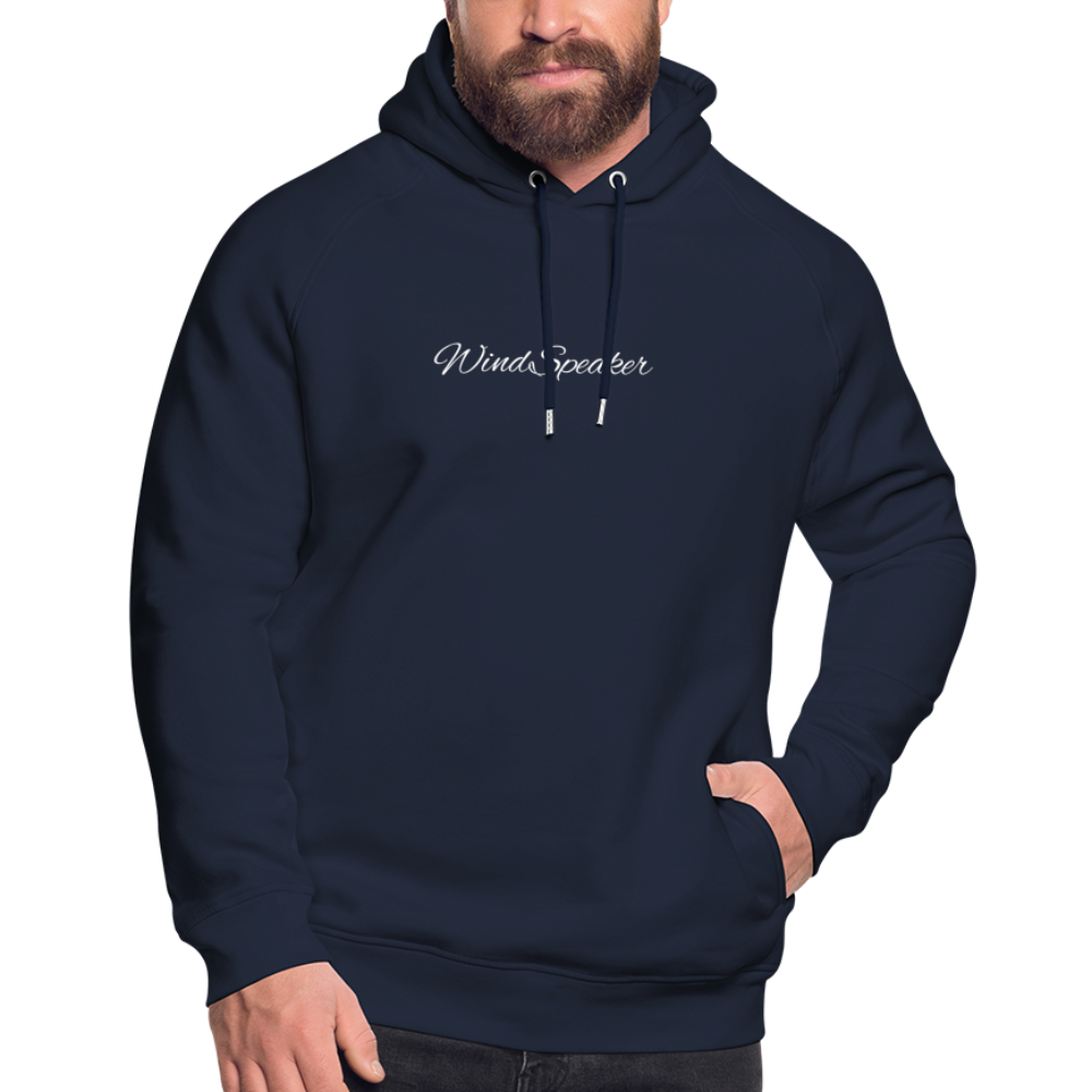 WindSpeaker Unisex Organic Hoodie by Stanley & Stella (White logo) - navy