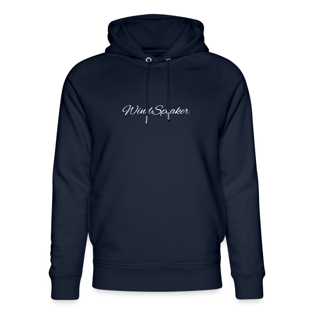 WindSpeaker Unisex Organic Hoodie by Stanley & Stella (White logo) - navy