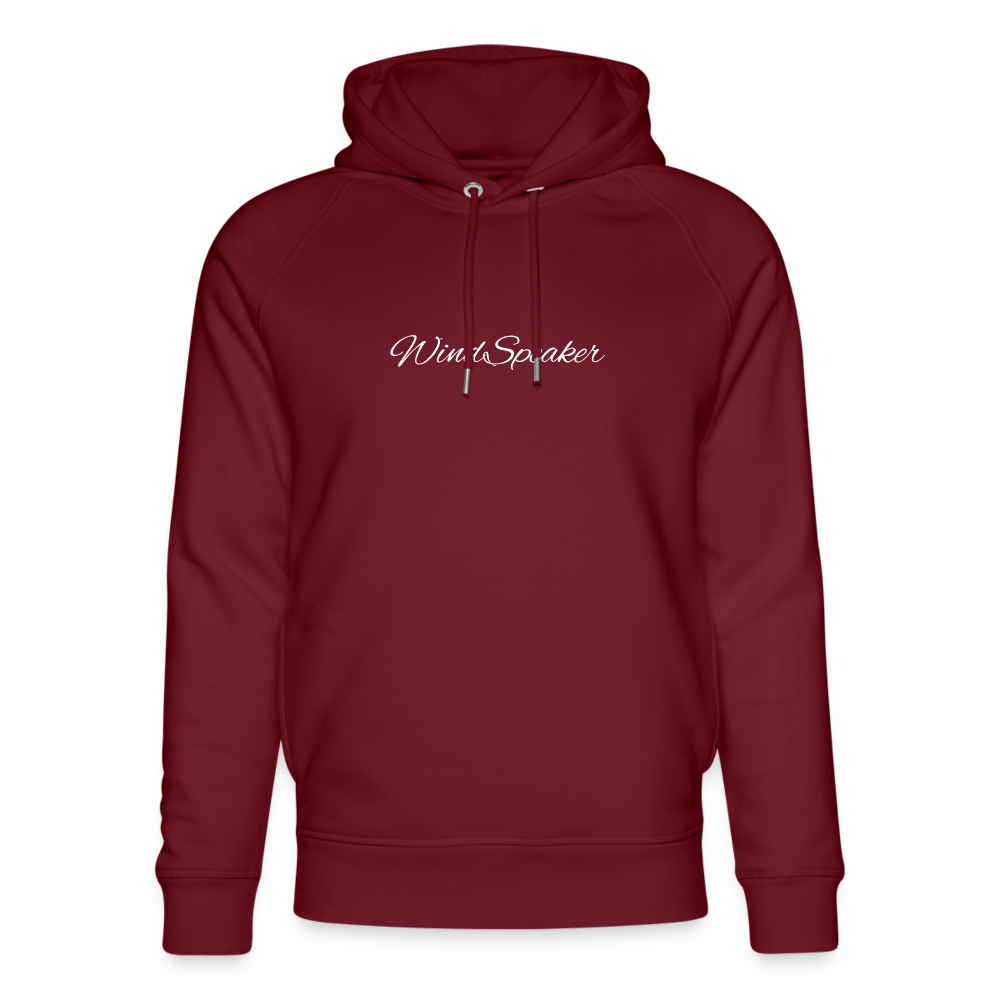 WindSpeaker Unisex Organic Hoodie by Stanley & Stella (White logo) - burgundy