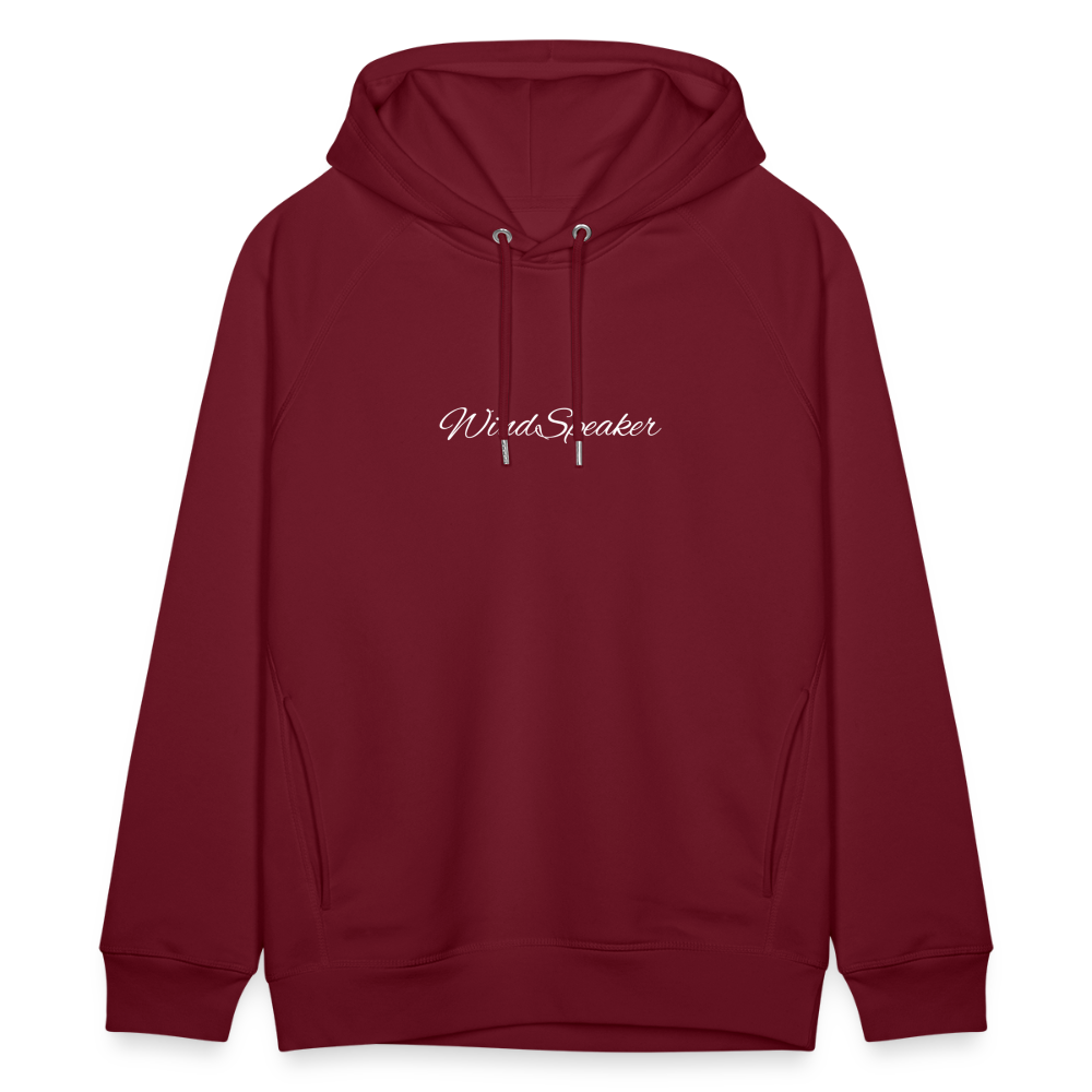 WindSpeaker Unisex Organic Hoodie by Stanley & Stella (White logo) - burgundy