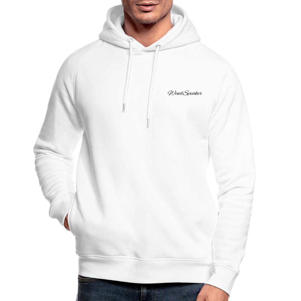WindSpeaker Unisex Organic Hoodie by Stanley & Stella (2 x Black logo) - white