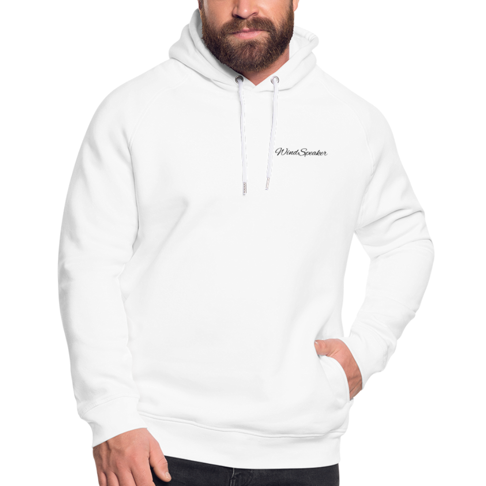 WindSpeaker Unisex Organic Hoodie by Stanley & Stella (2 x Black logo) - white