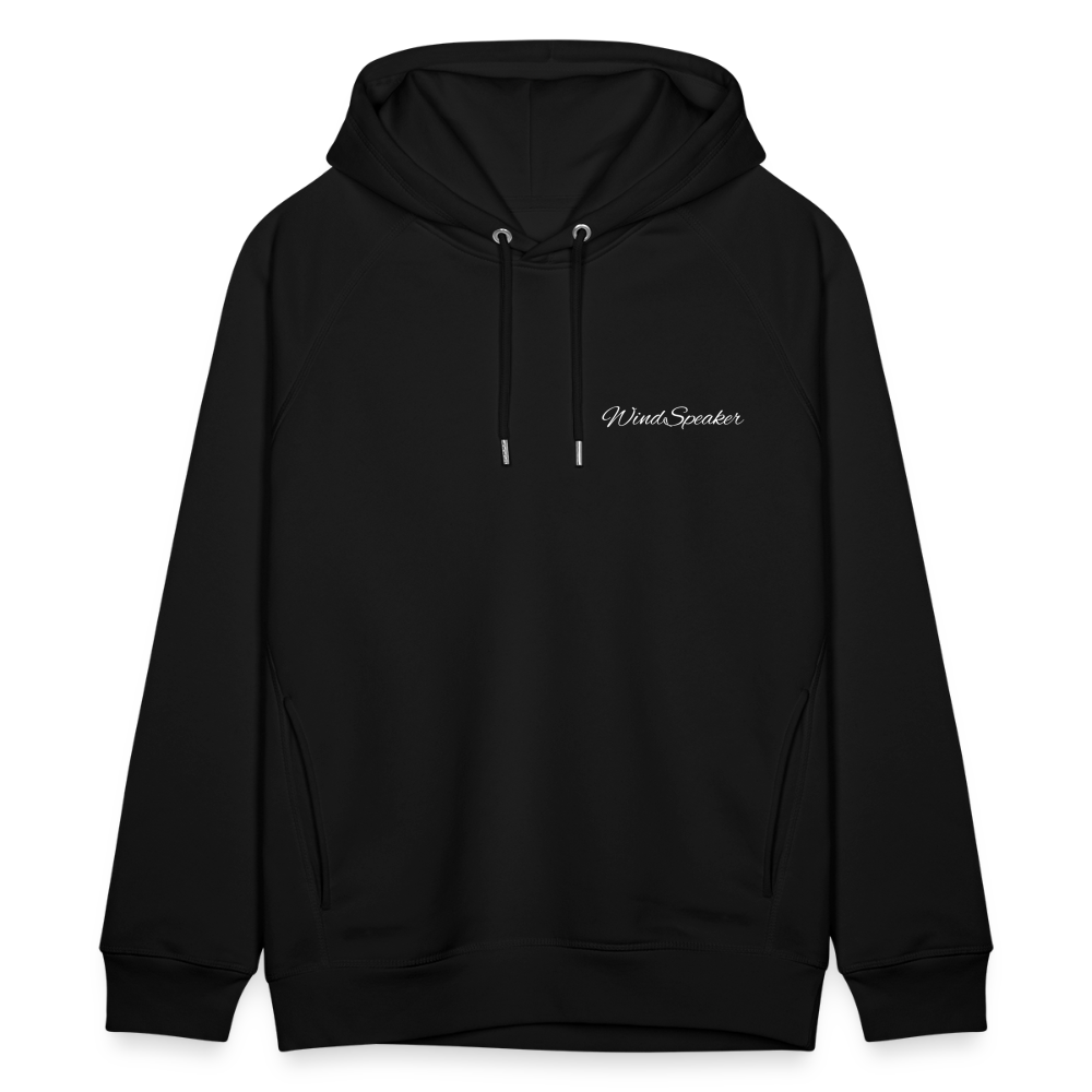 WindSpeaker Unisex Organic Hoodie by Stanley & Stella (2x White logo) - black