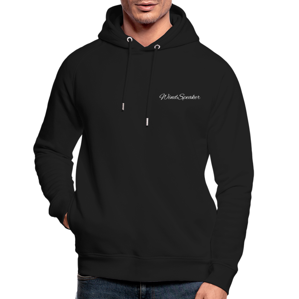 WindSpeaker Unisex Organic Hoodie by Stanley & Stella (2x White logo) - black