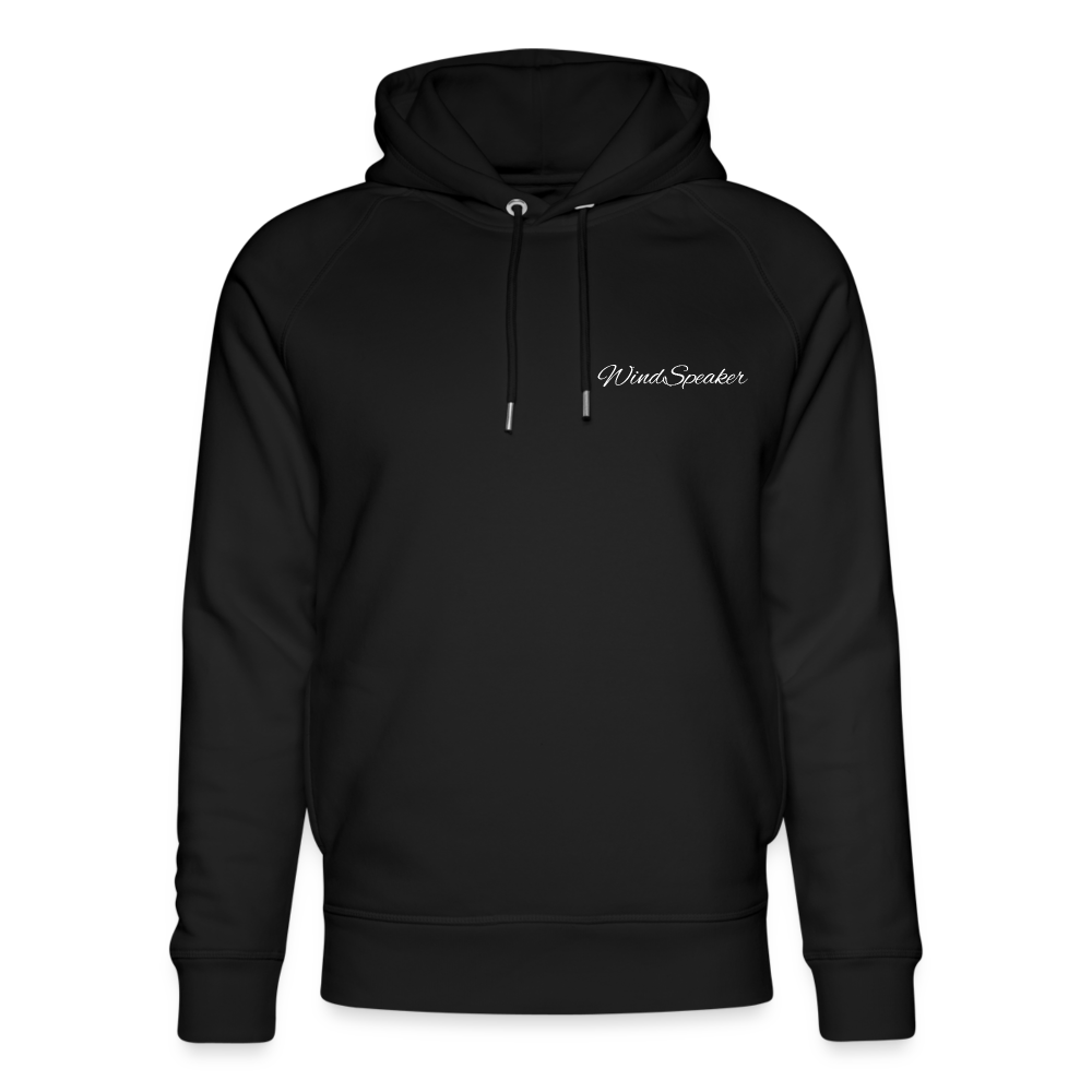 WindSpeaker Unisex Organic Hoodie by Stanley & Stella (2x White logo) - black