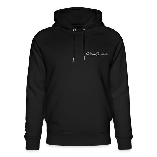WindSpeaker Unisex Organic Hoodie by Stanley & Stella (2x White logo) - black