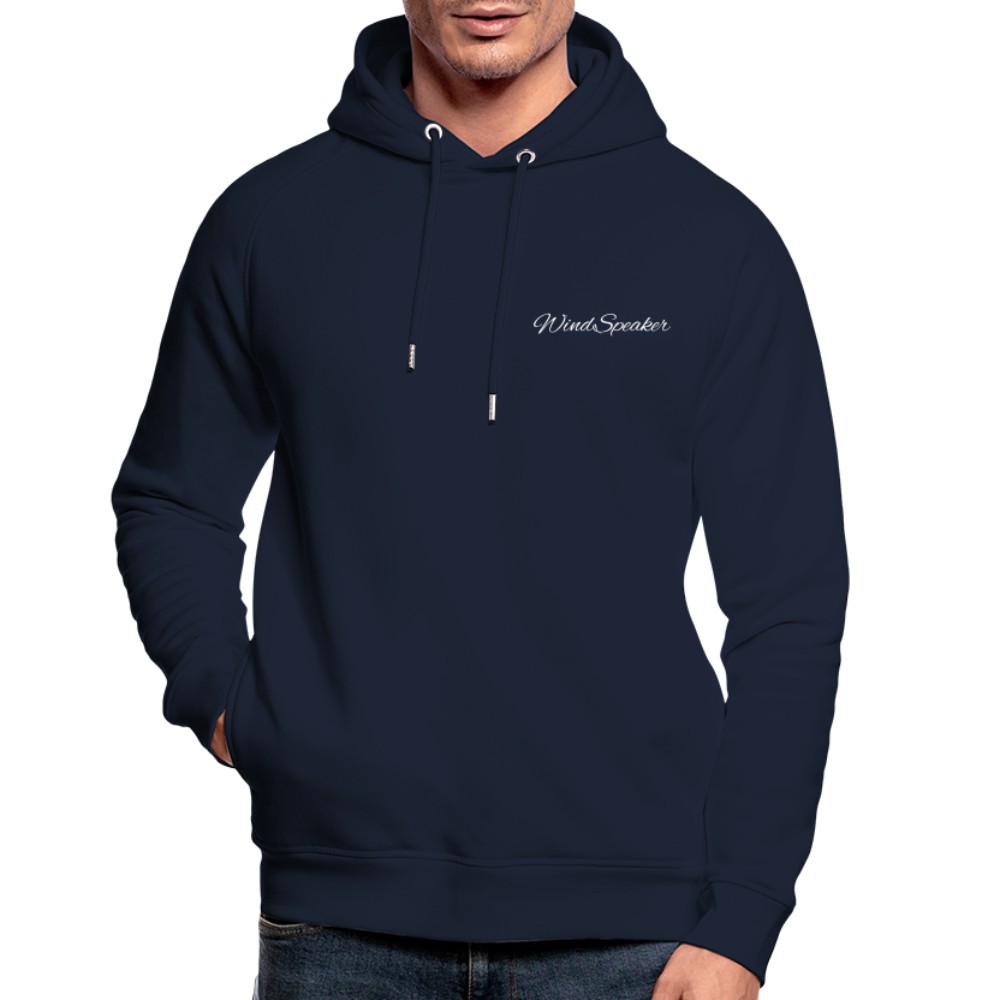WindSpeaker Unisex Organic Hoodie by Stanley & Stella (2x White logo) - navy