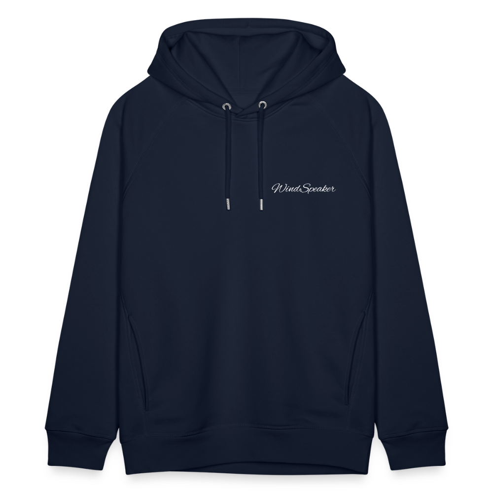 WindSpeaker Unisex Organic Hoodie by Stanley & Stella (2x White logo) - navy