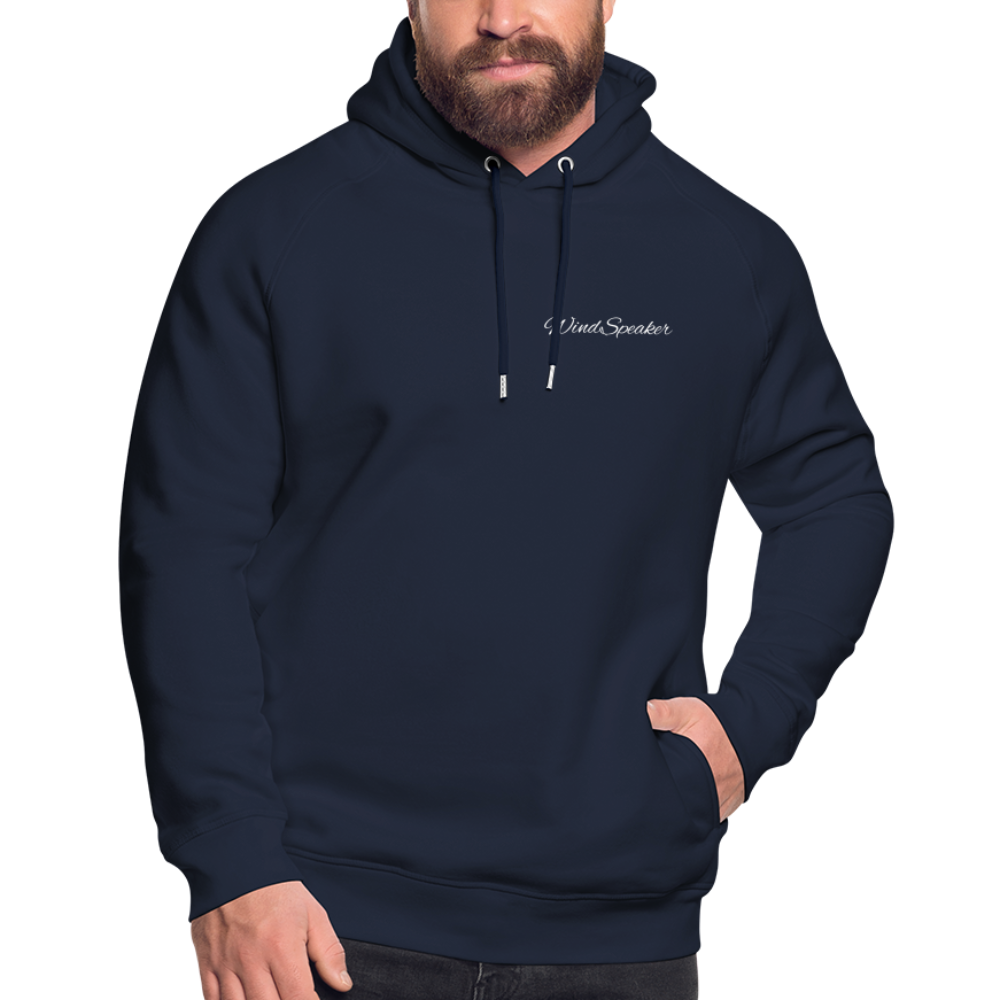 WindSpeaker Unisex Organic Hoodie by Stanley & Stella (2x White logo) - navy