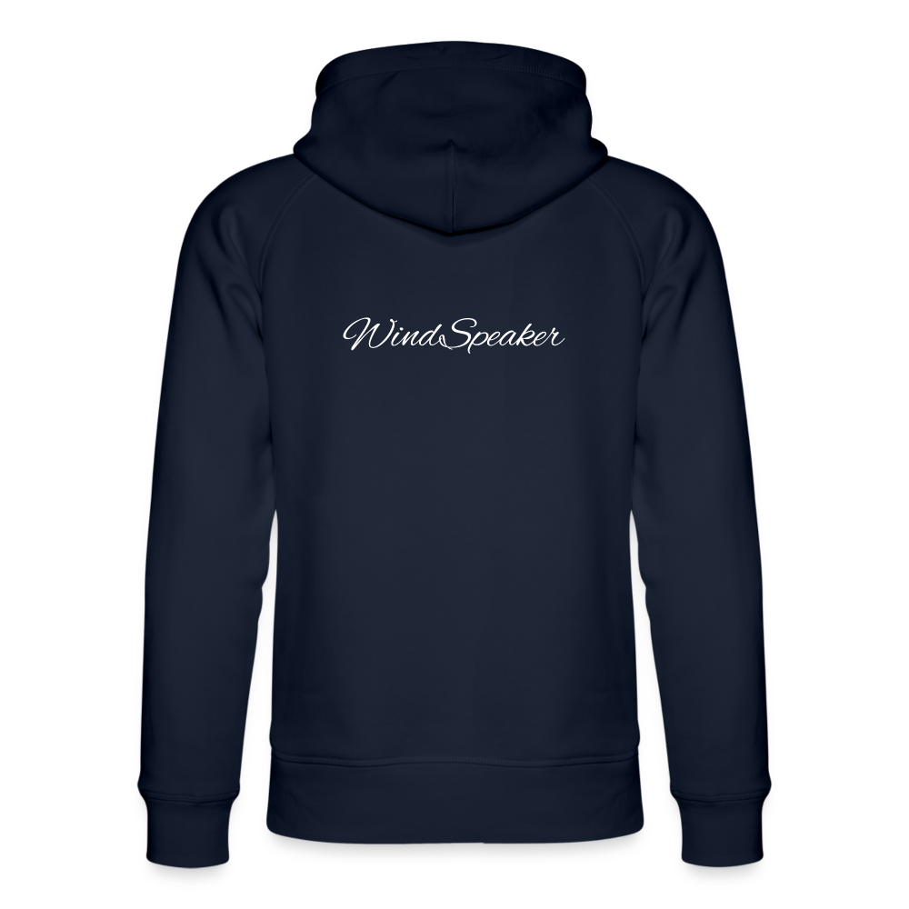 WindSpeaker Unisex Organic Hoodie by Stanley & Stella (2x White logo) - navy