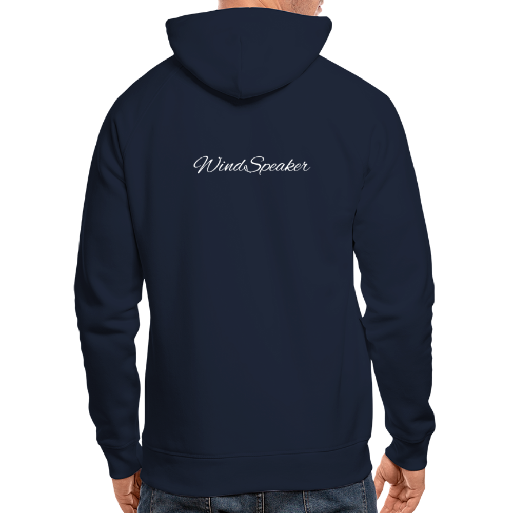 WindSpeaker Unisex Organic Hoodie by Stanley & Stella (2x White logo) - navy