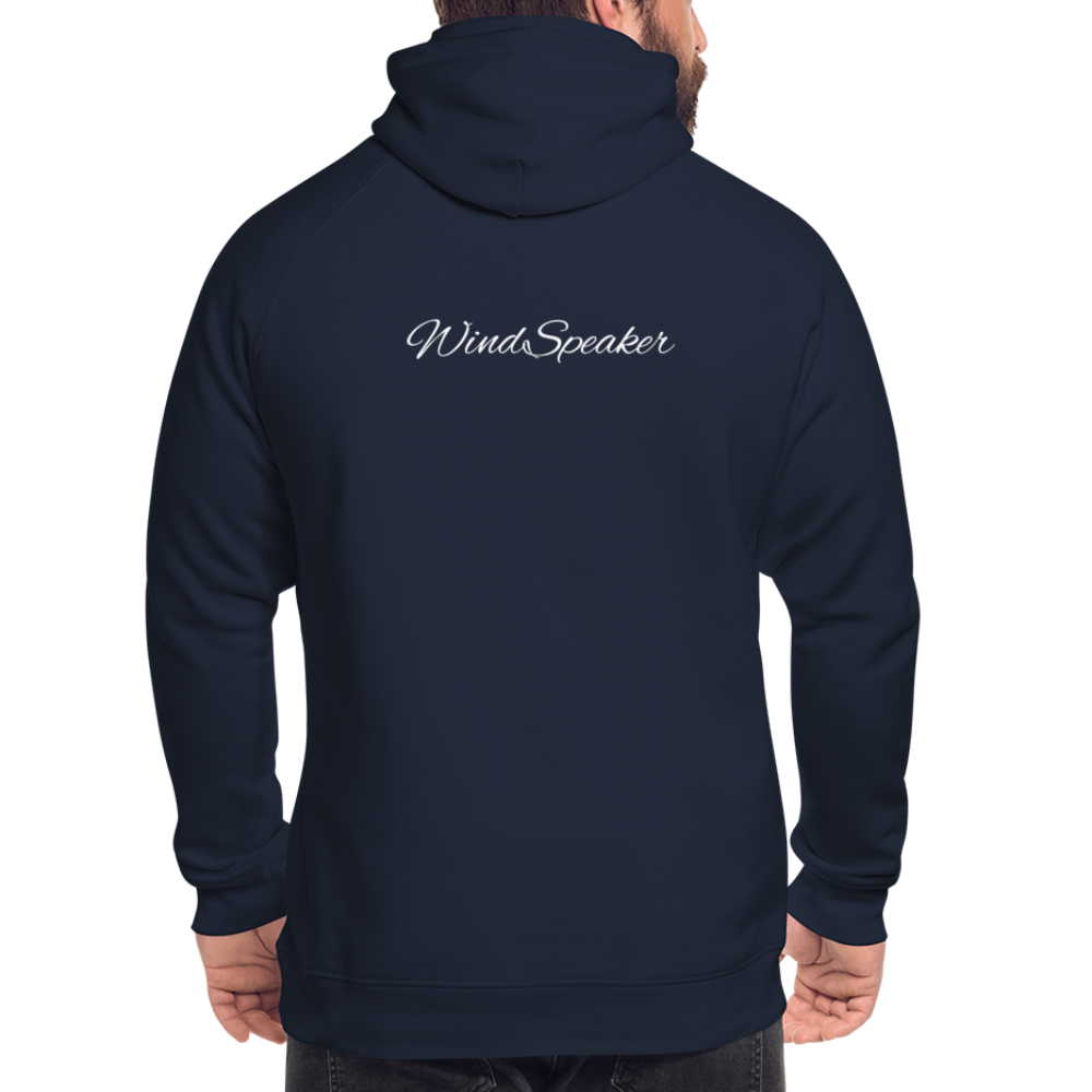 WindSpeaker Unisex Organic Hoodie by Stanley & Stella (2x White logo) - navy