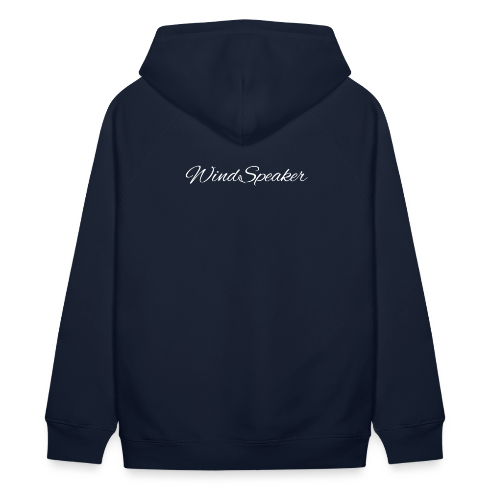 WindSpeaker Unisex Organic Hoodie by Stanley & Stella (2x White logo) - navy