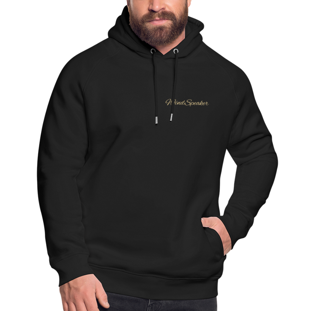 WindSpeaker Unisex Organic Hoodie by Stanley & Stella (2x Gold logo) - black
